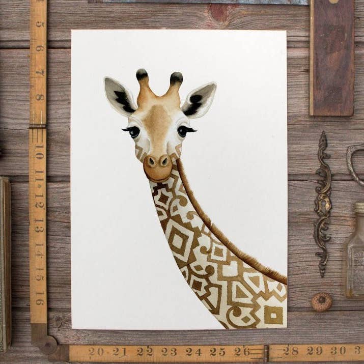 Impression artistique de girafe à motifs pour la vente par ALICIA'S INFINITY