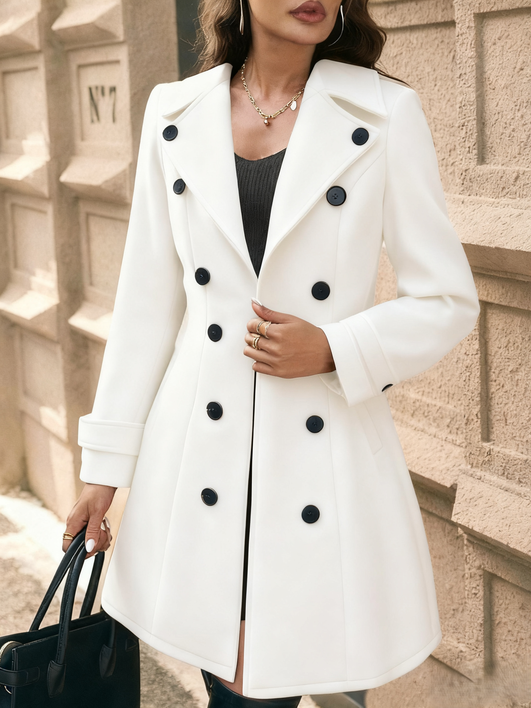 HIDDENBRAND - Wholesale Coat - Women's - Elegant Lapel Mid-Length Fashion Coat0