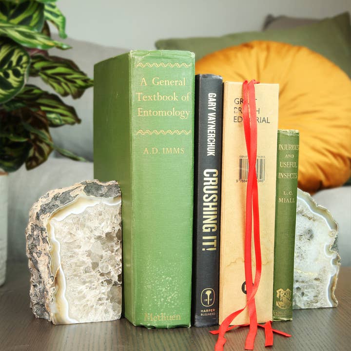 Curated Studio - Wholesale Bookend - Crystal Geode Bookends Natural Gemstone Fossil1