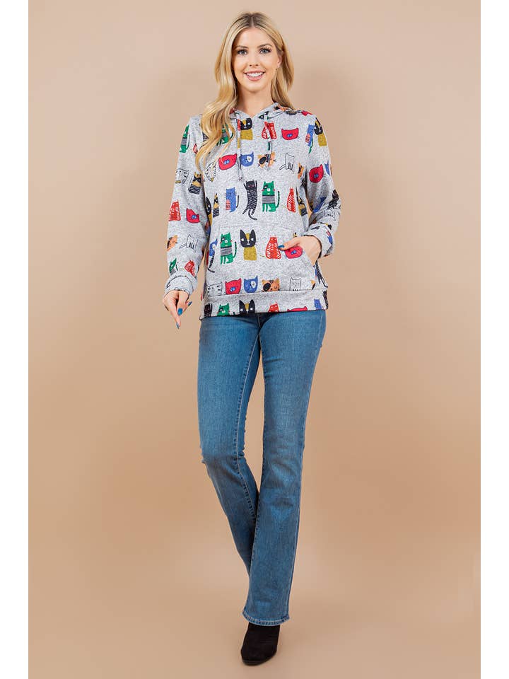 LA Soul - Wholesale Hoodie - Women's - Colorful Cat Pullover Hoodie1