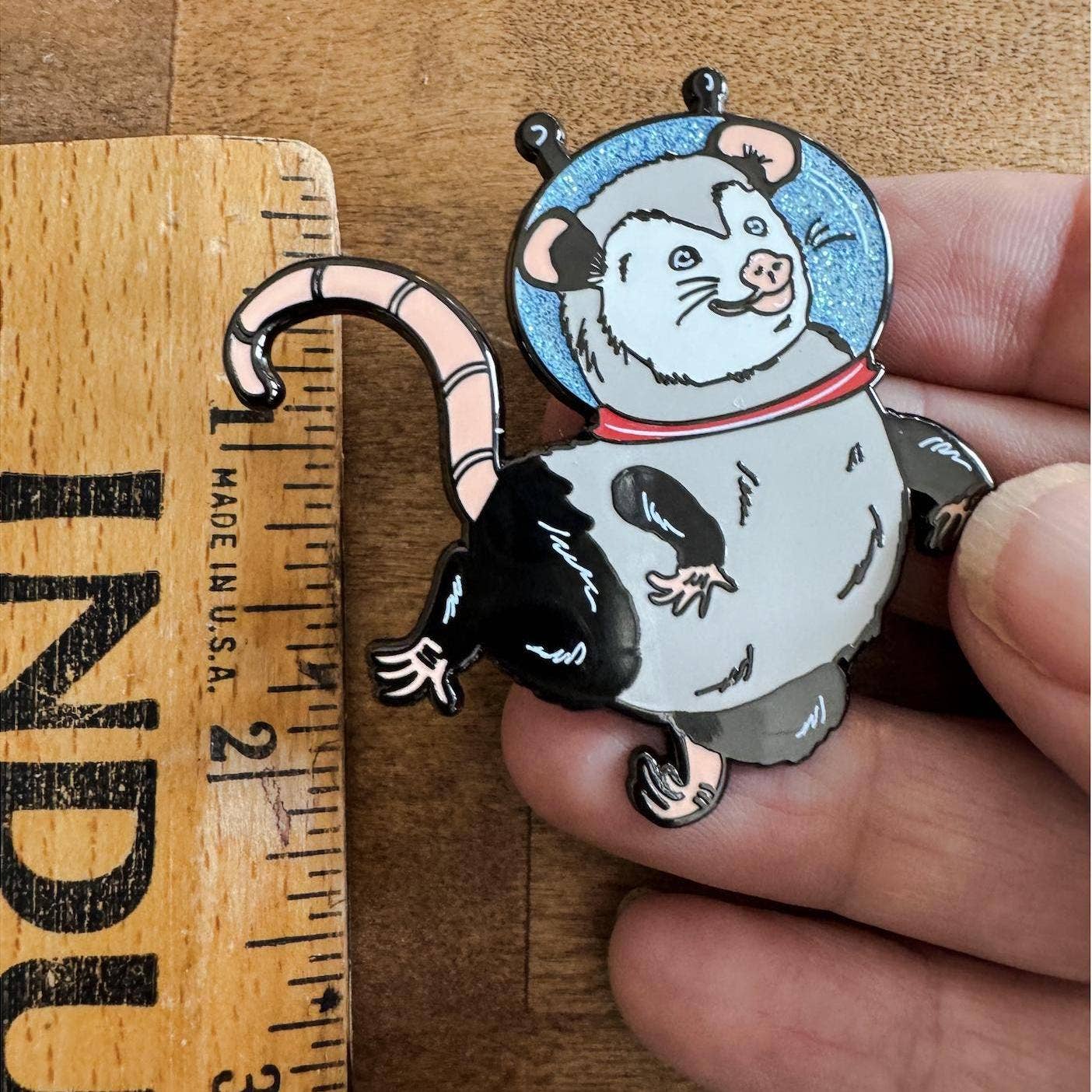 The Crazy Opossum Lady - Wholesale Lapel Pin/Button - GLITTER Astronaut Opossum Enamel Pin Wildlife Lover Gift1