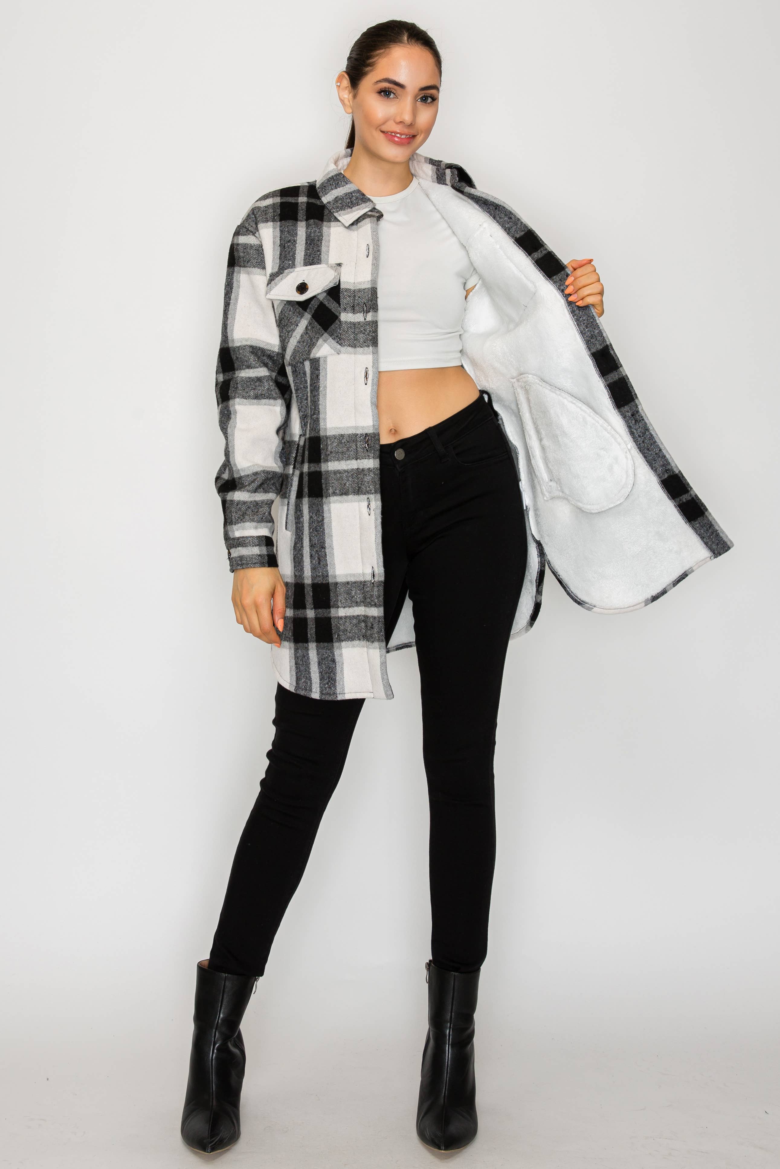 PATRONCITO USA INTERNATIONAL, INC - Wholesale Shirt Jacket/Shacket - Women's - Women Plaid Long Button Shirts Jackets (Shakets) LJ450-202516