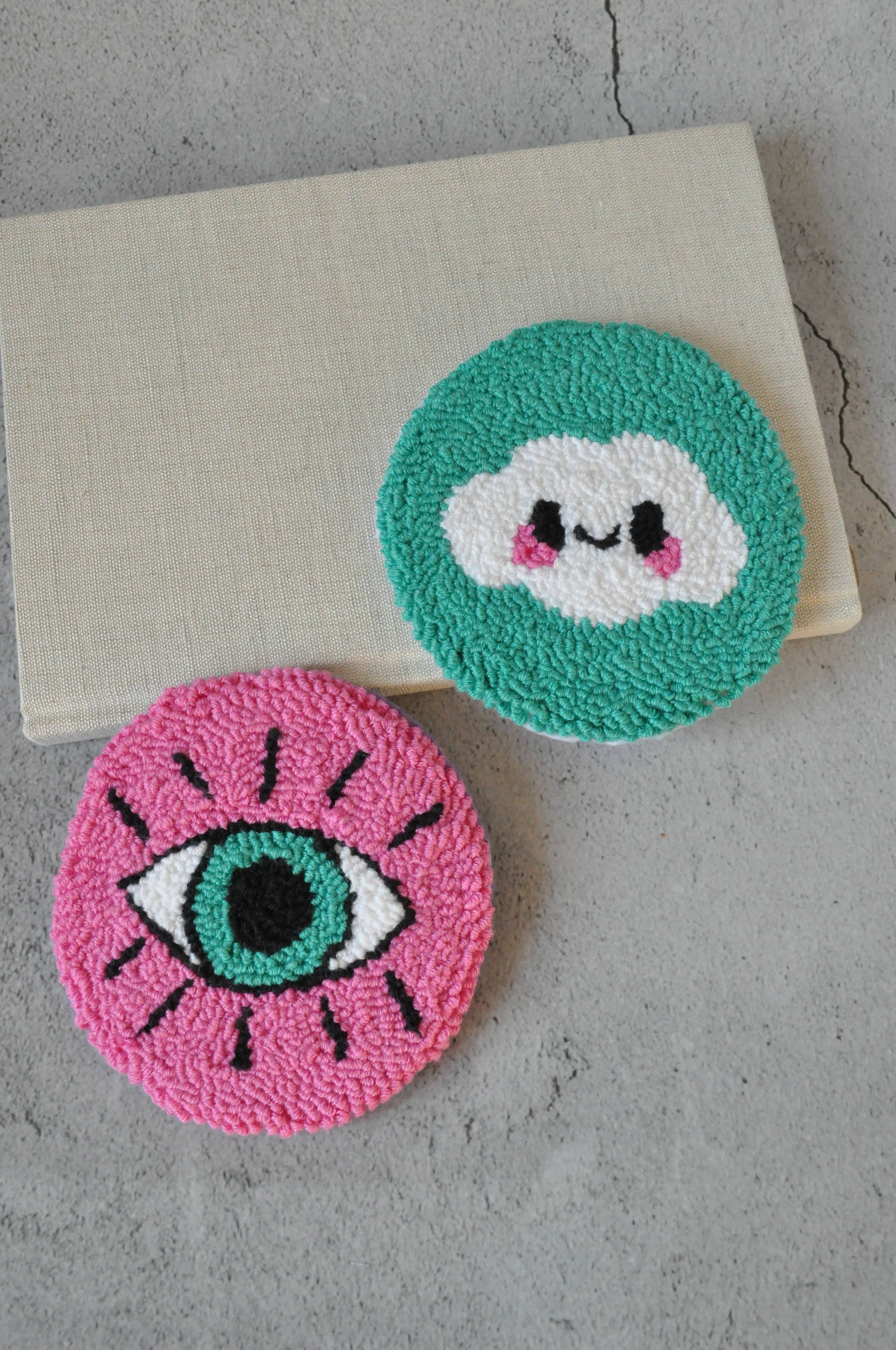 TheMellys - Wholesale Coasters - Cute Y2K Bright Coloured Coasters | Punch Needle Mug Rugs5