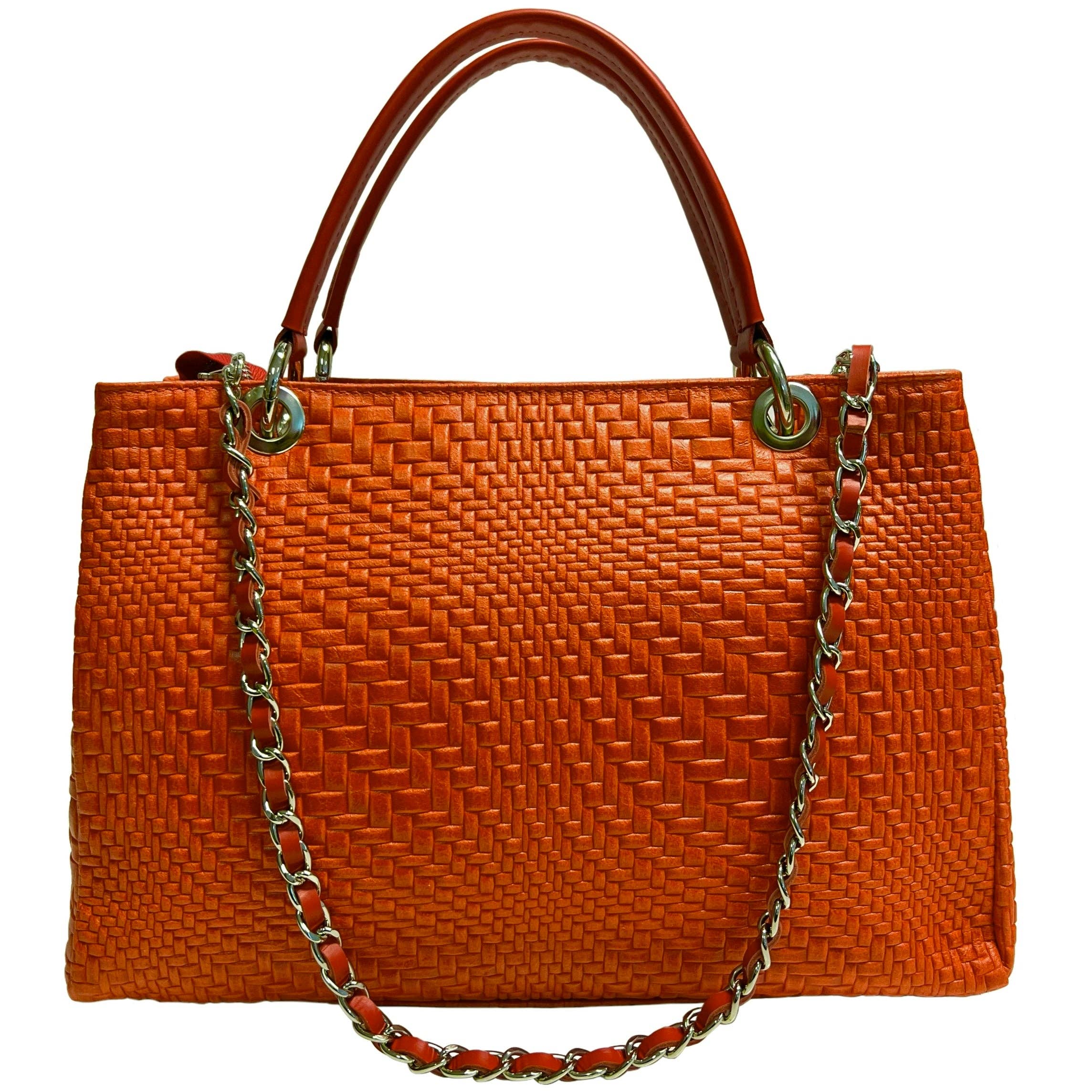 MODARNO - Vente Sac à main avec poignée sur le dessus – femme - Sac à main femme MODARNO en cuir véritable tressé avec bandoulière11