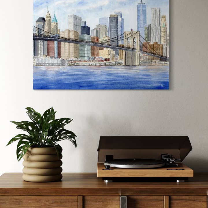Pintalustika - Joyful Urban Illustrations - Wholesale Art Print - New York City Skyline Art Print - Brooklyn Bridge Painting 5