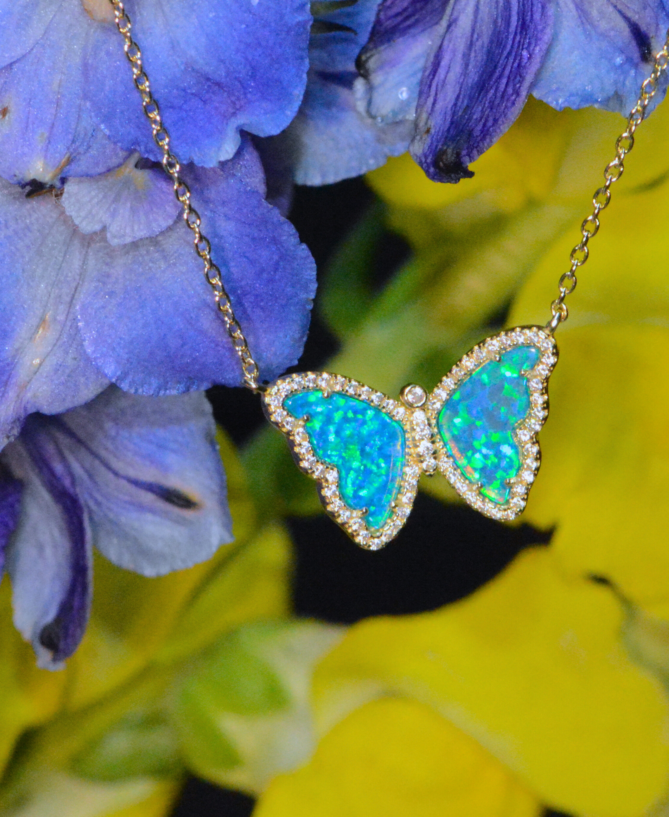 Kamaria Jewelry - Wholesale Pendant/Charm Necklace - Opal Butterfly Necklace With Crystals23