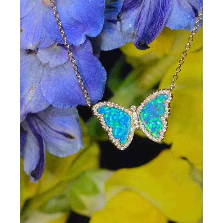 Kamaria Jewelry - Wholesale Pendant/Charm Necklace - Opal Butterfly Necklace With Crystals23