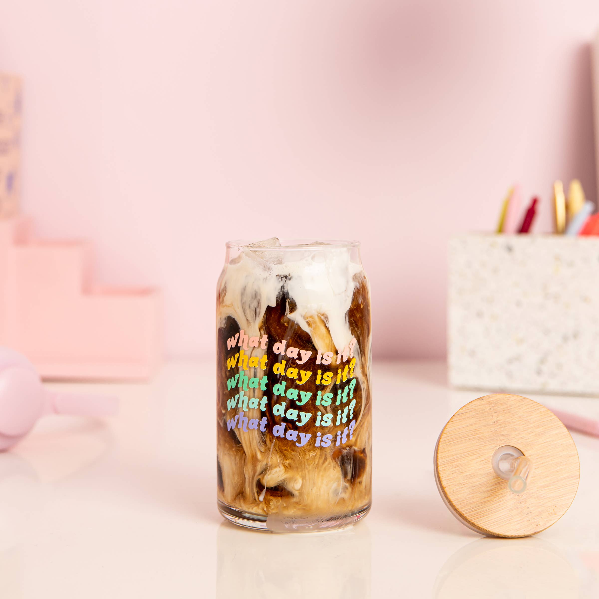 Talking Out of Turn - Wholesale Drinking Glass/Cup - Can Glass w/Lid + Straw (SALE!)11