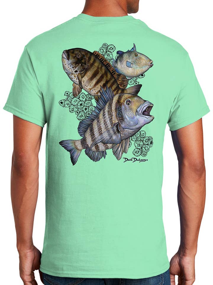 Men's Barnacle Slam Short Sleeve Mint Cotton T-Shirt for wholesale by David Dunleavy