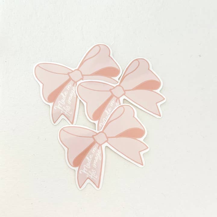 Grow in Grace - Wholesale Sticker - Made in His image, Bible verse bow sticker, coquette girl