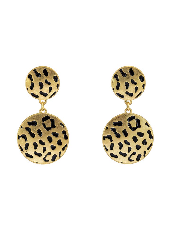 Dauplaise Jewelry - Leopard-Printed Animal Double Drop Earrings for wholesale by caroldauplaisejewelry