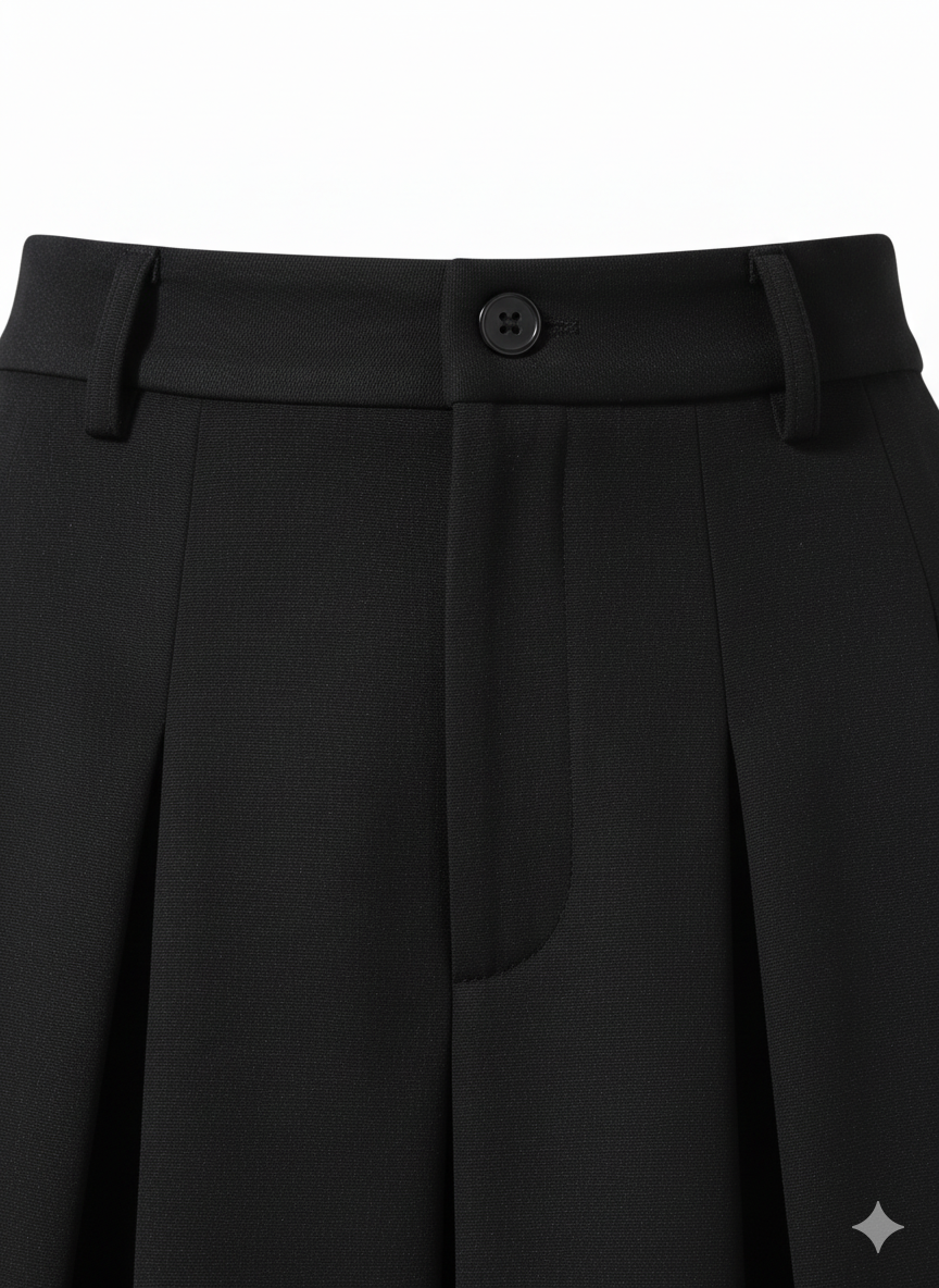 Black High Waist Pleated A-Line Skirt Wool Look Winter for wholesale on Faire4
