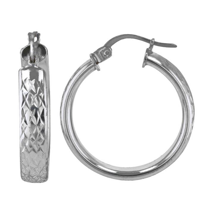 Luxe on Main LLC - Wholesale Hoop Earrings - Sterling Silver 5X25mm Dia Cut Tube Round Hoop Earrings0