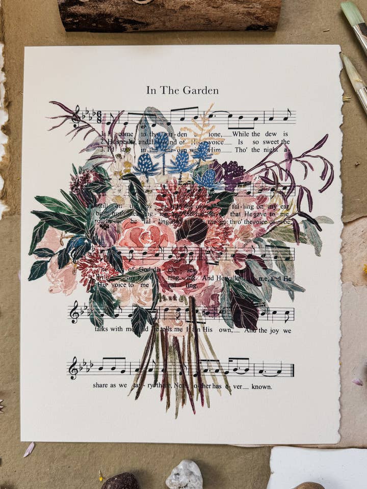 "In The Garden" Fine Art Print | Hymn Music Sheet for wholesale by Patsy Shaw
