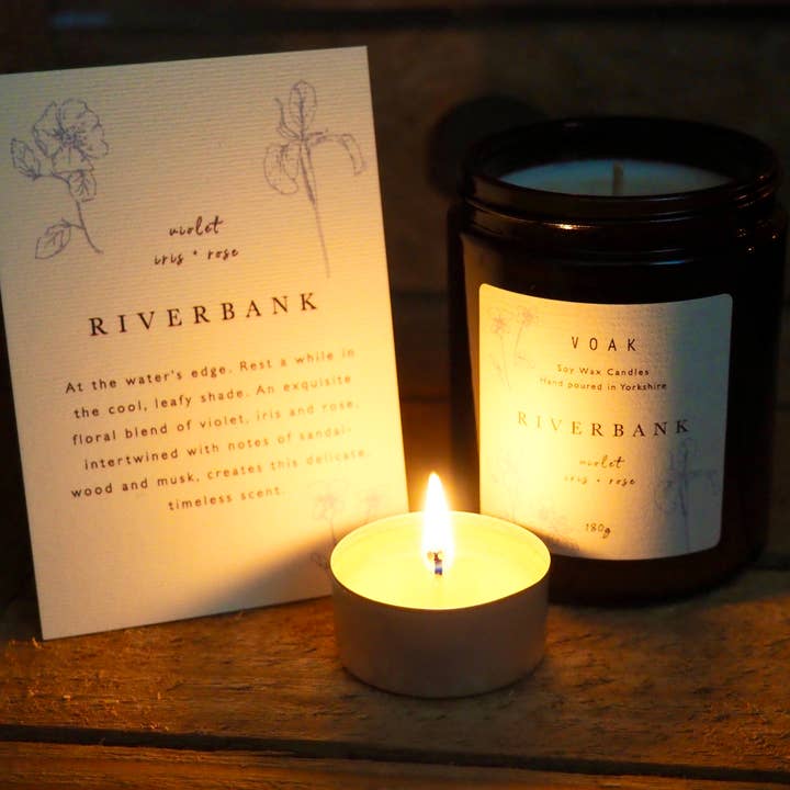 Riverbank Medium Amber Soy Wax Candle for wholesale by VOAK