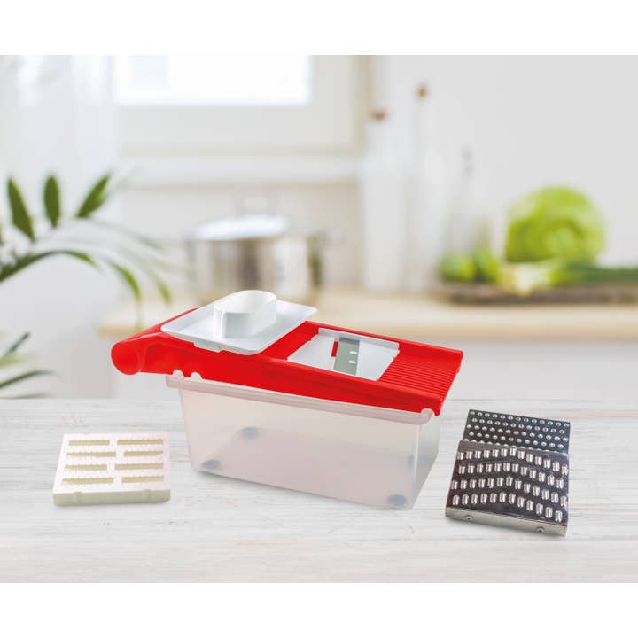 Rigamonti Pietro & Figli srl - Wholesale Grater - Art. 320 MAGIC GRATER SET:slicer+container+4 inserts - RED1