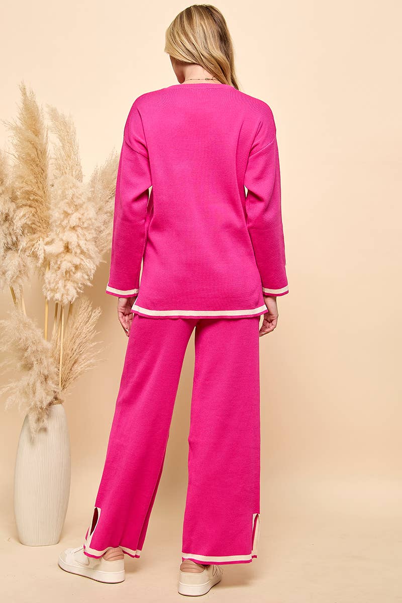 Cezele - Wholesale Lounge Set - Women's - Long Sleeves and Wide Leg Pants Matching Set15