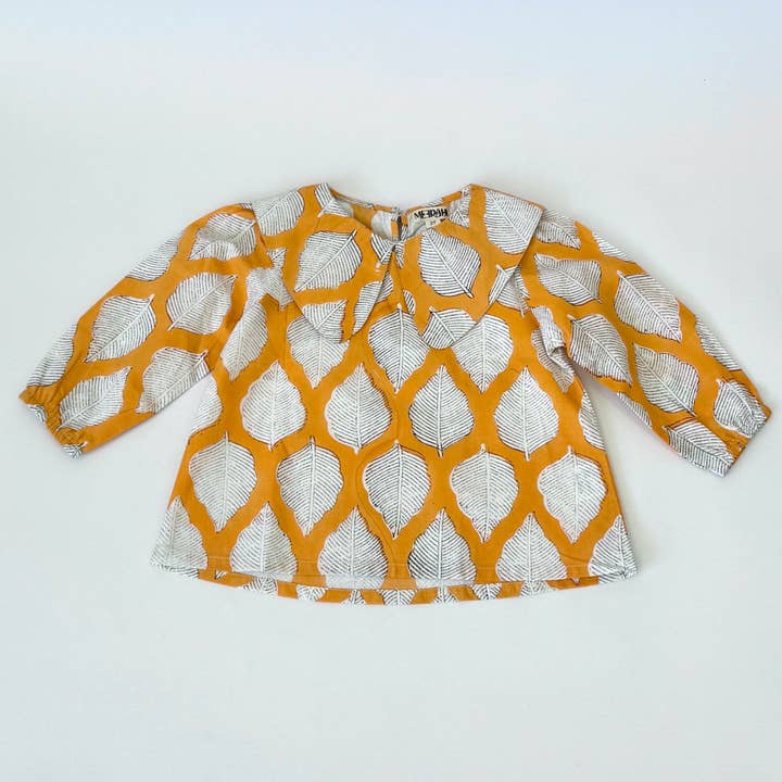 Meerahi - Wholesale Shirt - Kids - Handmade block-printed tops With Green Petals4