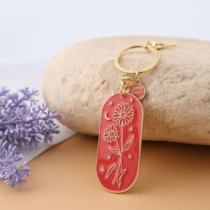 ACCITY - Wholesale Keychain - Women's - Botanical Enamel Keychain with Birth Flower_CWMM98388