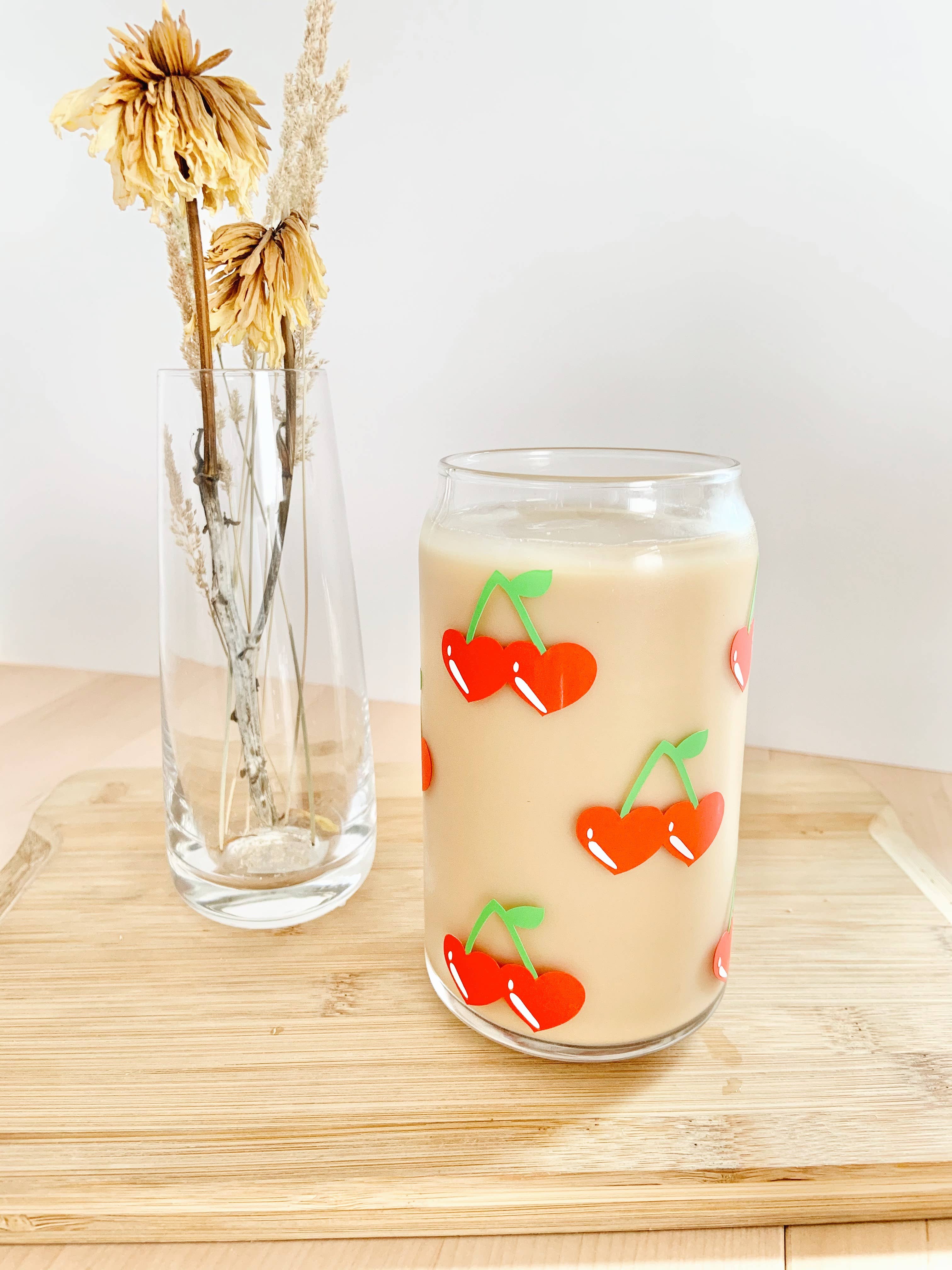 1st Allie - Wholesale Drinking Glass/Cup - Heart Cherries 16 Ounce Glass Cup1