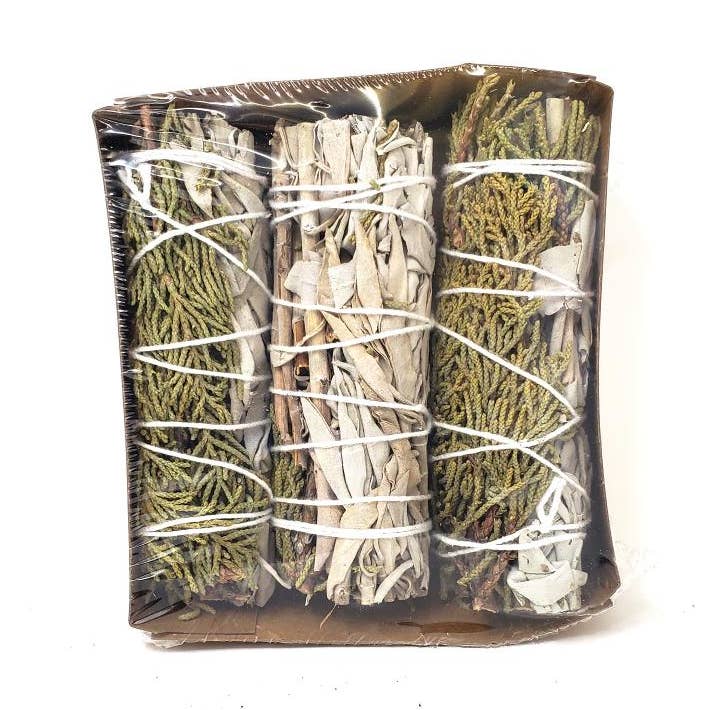 OMSutra - Wholesale Sage Bundle - Smudging bundle - White Sage & Juniper Mix 3-4" - 3 pack0
