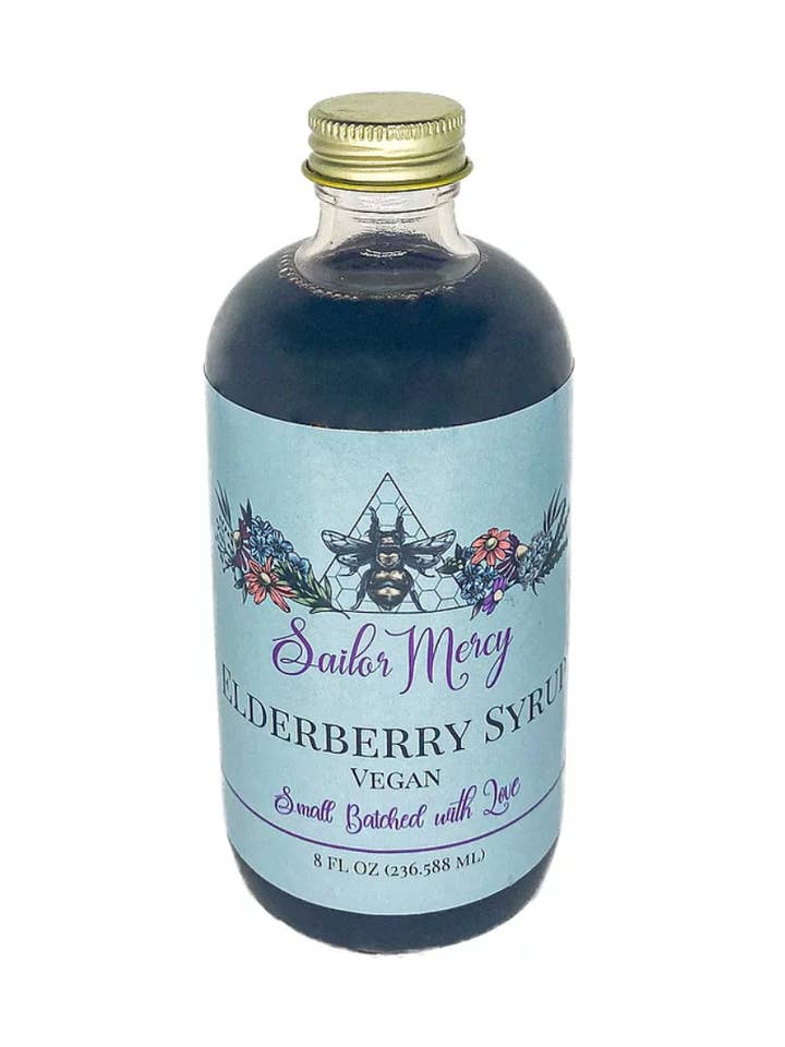 Sailor Mercy 8oz Vegan Elderberry Syrup for wholesale by Sailor Mercy