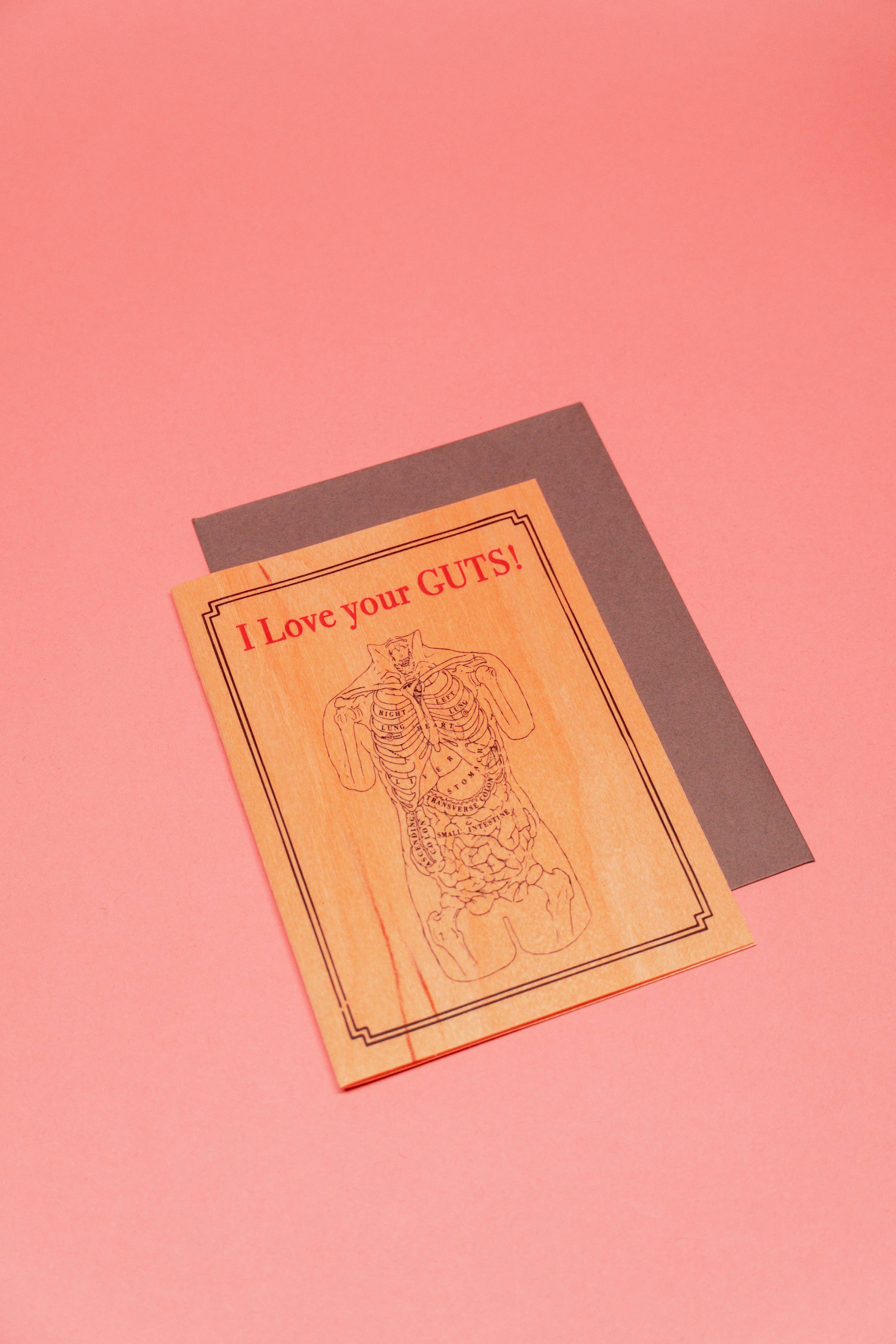 Spitfire Girl - Wholesale Love Card - Wood Folding Card - Anatomy Guts1