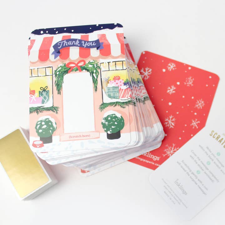 Inklings Paperie - Wholesale Stationery/Notecard Set - 100 Customer Scratch-off Cards - Winter Shop Small