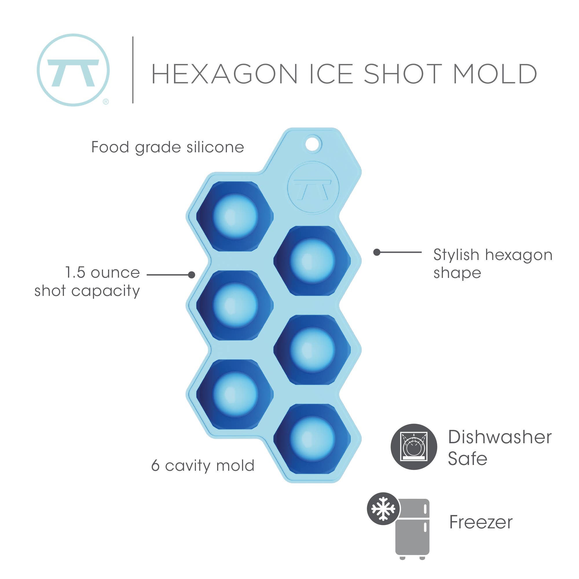 Fox Run Brands - Wholesale Ice Tray/Mold - Outset Silicone Hexagon Ice Shot Mold, 6 Glass Capacity6