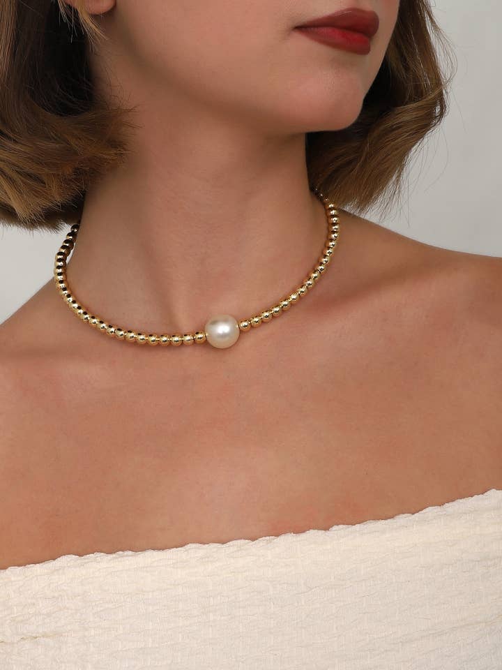 Gold Plated Pearl Necklace for wholesale by BUBU BY TEKIN SHOP