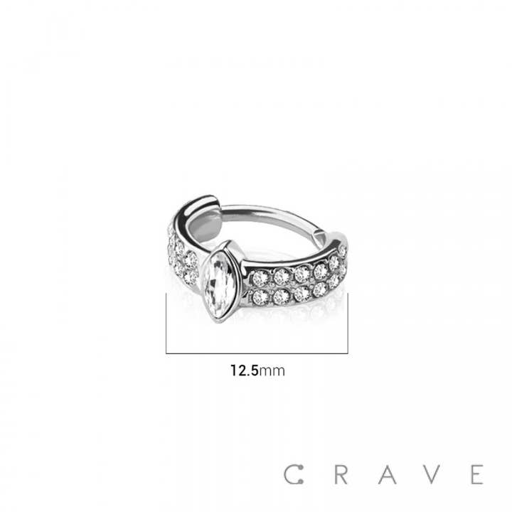 CRAVE - Wholesale Multi-Stone Ring - DOUBLE LINE CZ WITH MARQUISE CUT GEM 316L STAINLESS STEEL1