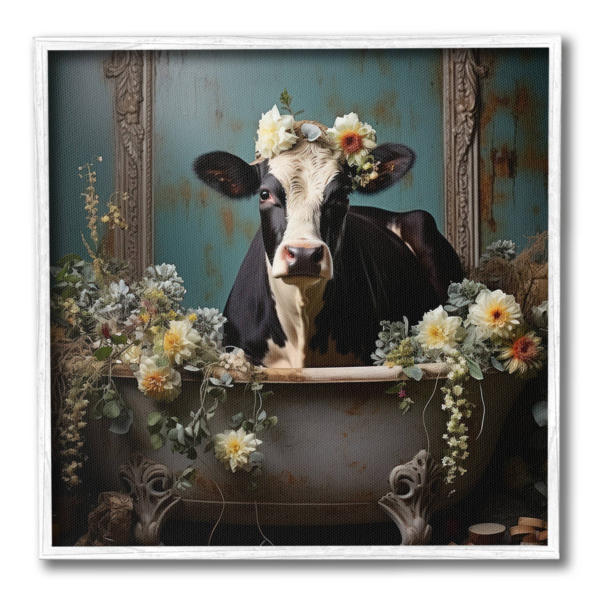 Stupell Industries – wholesale Konsttryck – Vintage ko i badkar inramad17