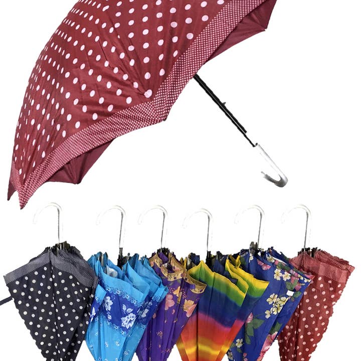 ASSORTED Various Print Double Layer Auto Open-fold Umbrella for wholesale on Faire0