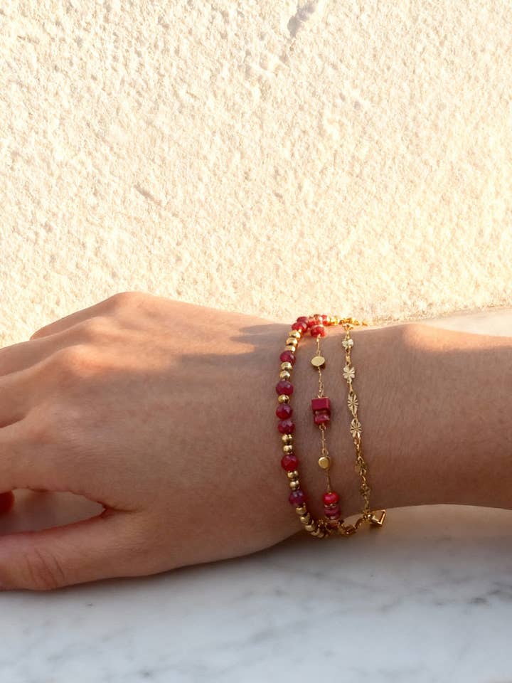 Chora Wine Multi-Strand Bracelet | Handmade Jewelry in France for wholesale by Caprice Paris