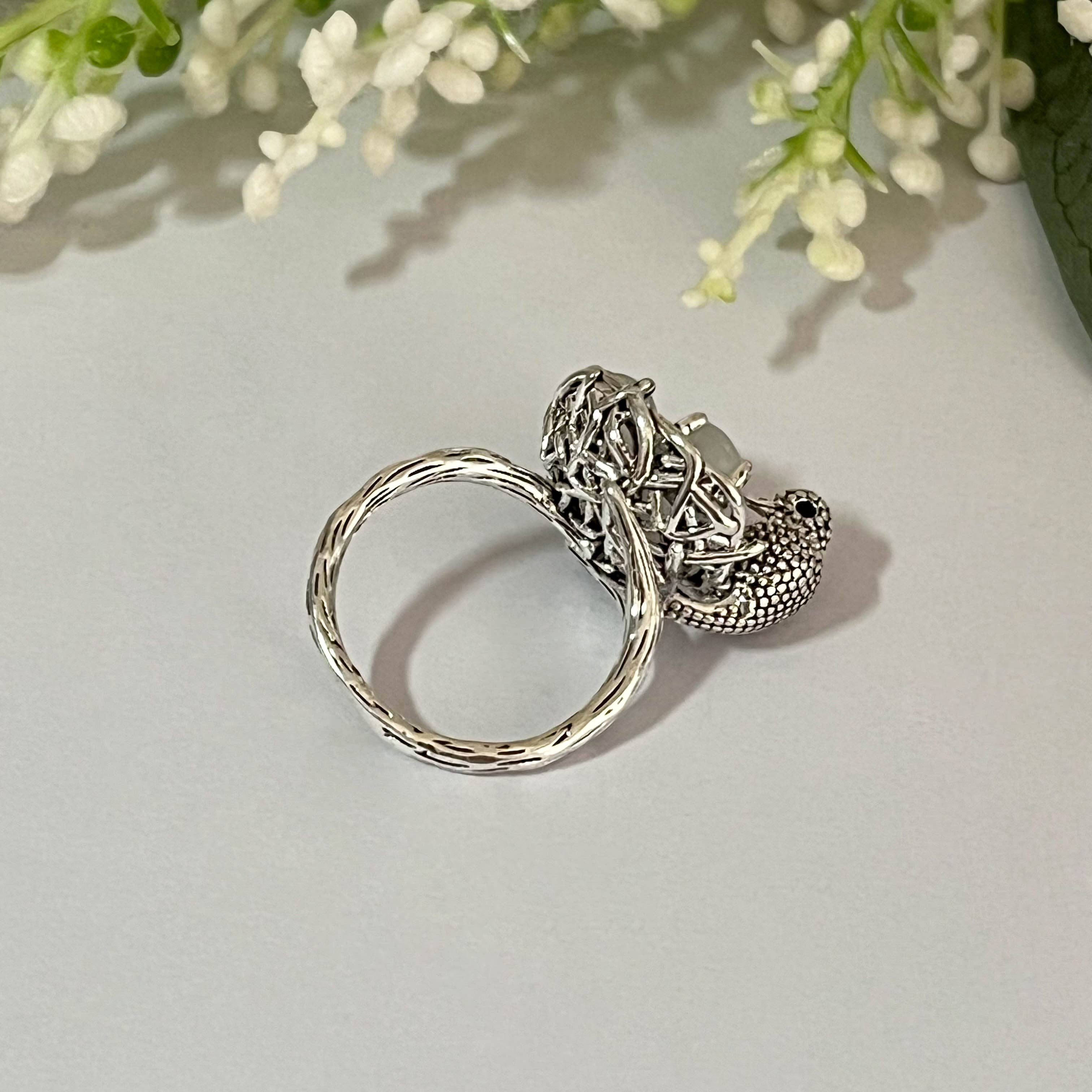 Silver Loving Birds Feeding Design Creative Ring for wholesale on Faire2