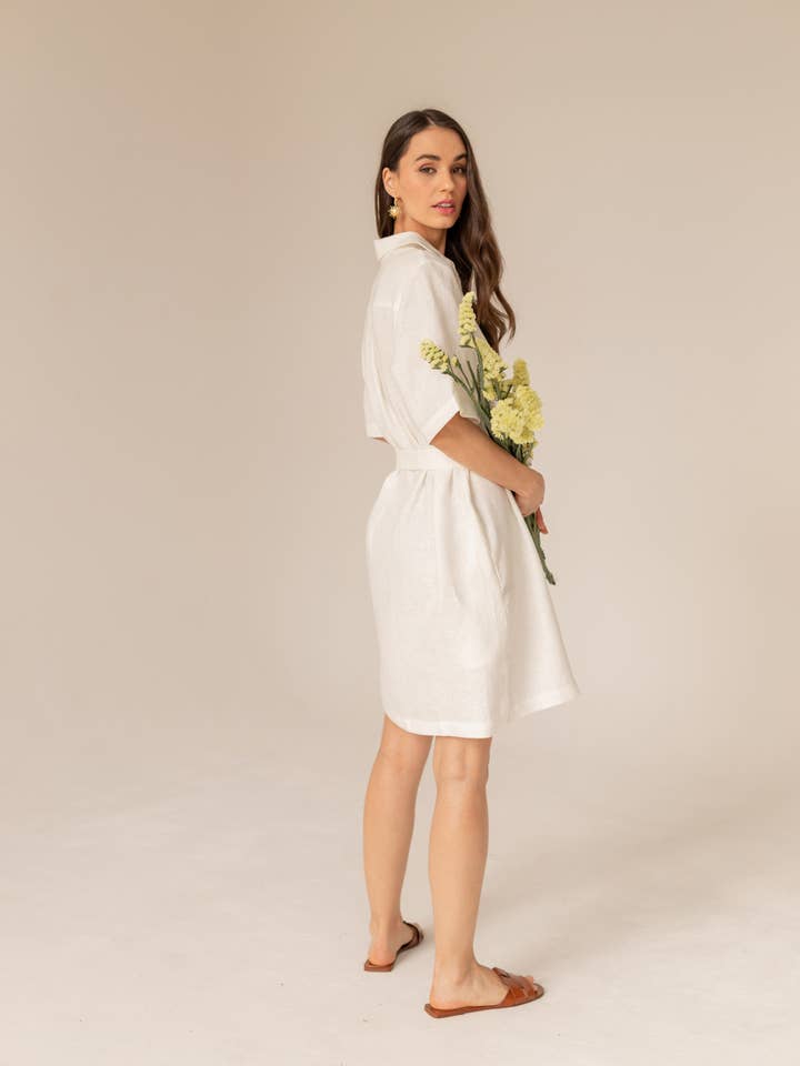 Soleil Linien Dress Ecru for engroshandel hos Entelier