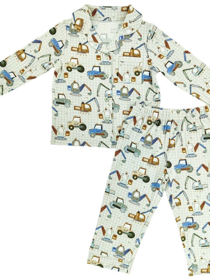 Construction Crew Bamboo Button Up Set for wholesale by Little One Shop