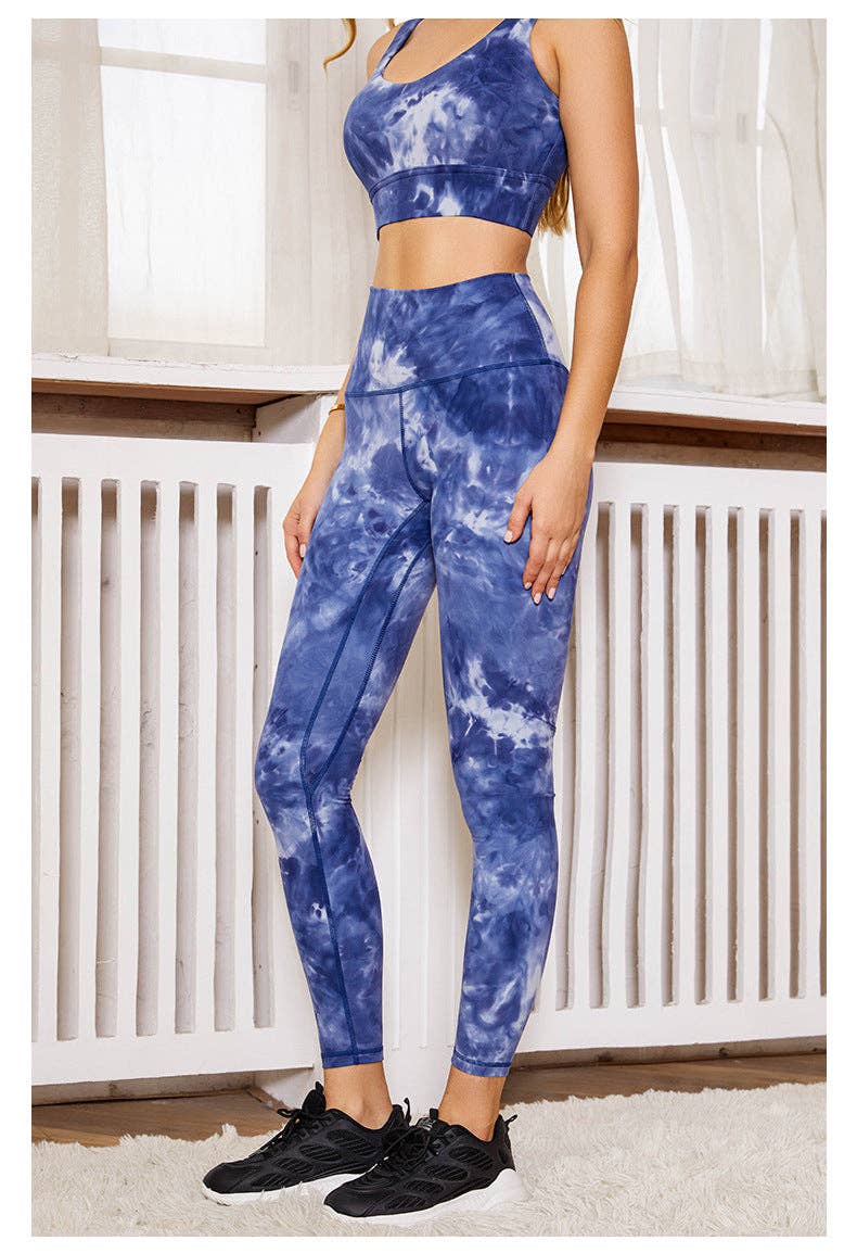 Active by Anna-Kaci – Großhandel Sport-BH – Damen – Tie-Dye Sport-BH und Leggings zweiteiliges Trainingsset1