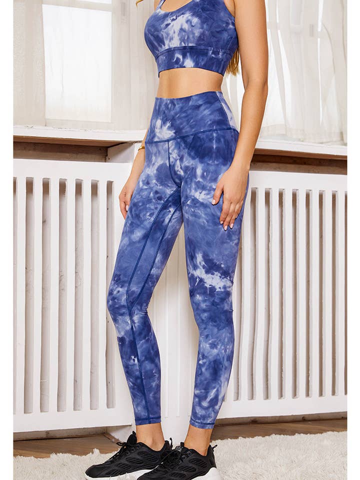 Active by Anna-Kaci – Großhandel Sport-BH – Damen – Tie-Dye Sport-BH und Leggings zweiteiliges Trainingsset1
