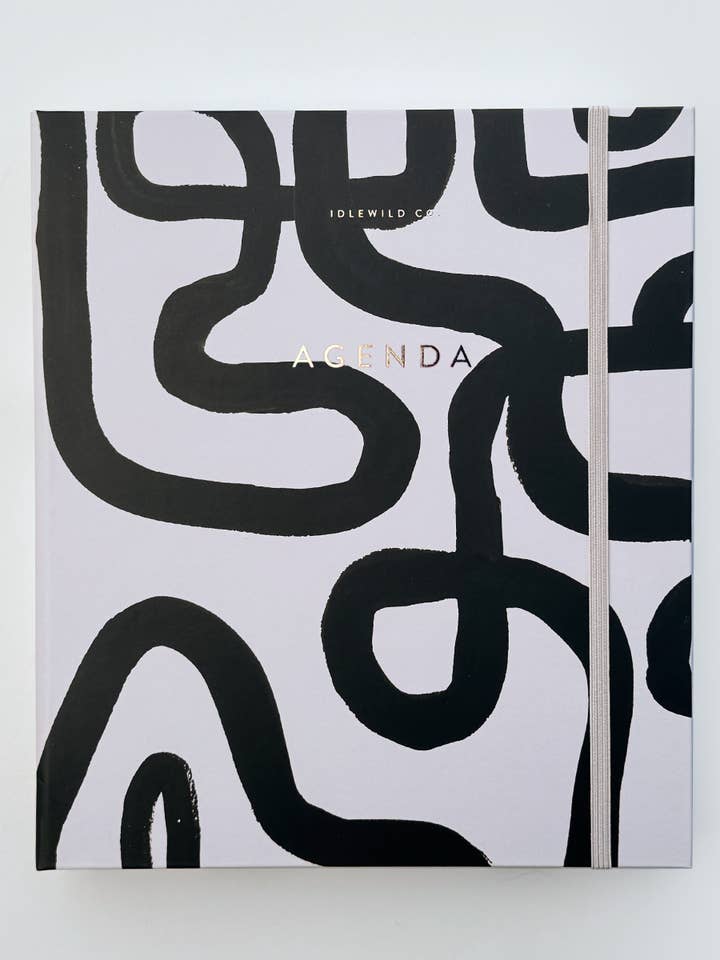 Black & White Squiggle Perpetual Planner, Non Dated for wholesale by Idlewild Co.