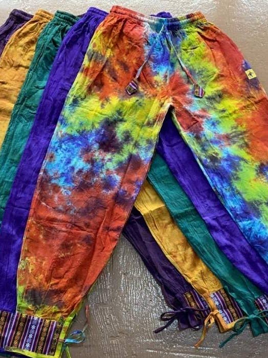 Bhutani Trim & Cuff Pants – Prepack of 5 Colors – Tie-Dye for wholesale by Katmandu Trading Co.