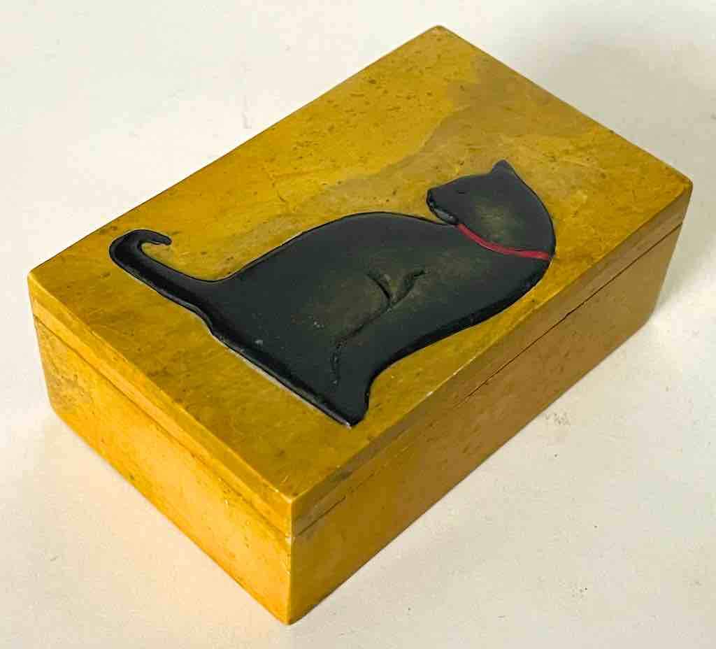 The Niger Bend - Wholesale Decorative Box - Cat Silhouette Design - Small Rectangle Soapstone Trinket Decor Box6