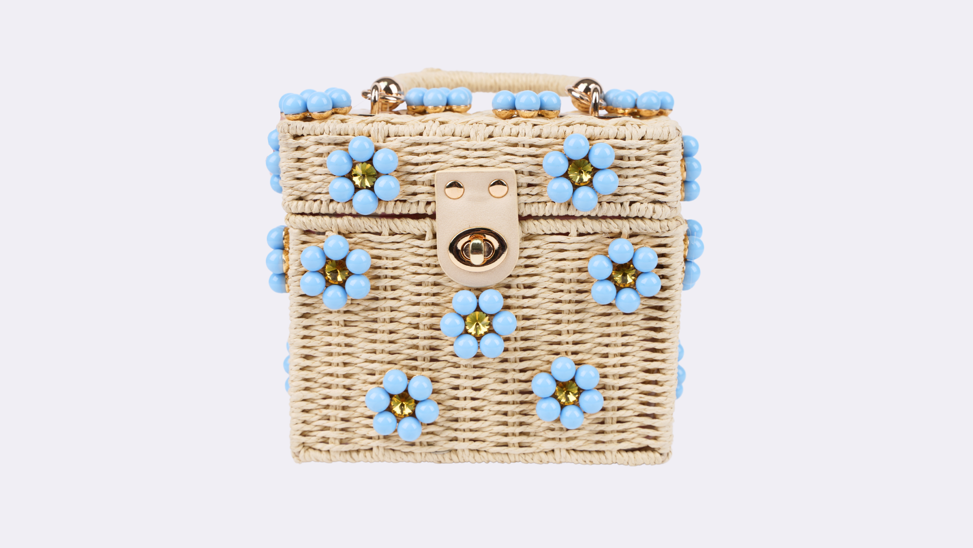 By Jenna Lee - Wholesale Top Handle Bag - Women's - Wicker Bucket Daisy Flower Purse7