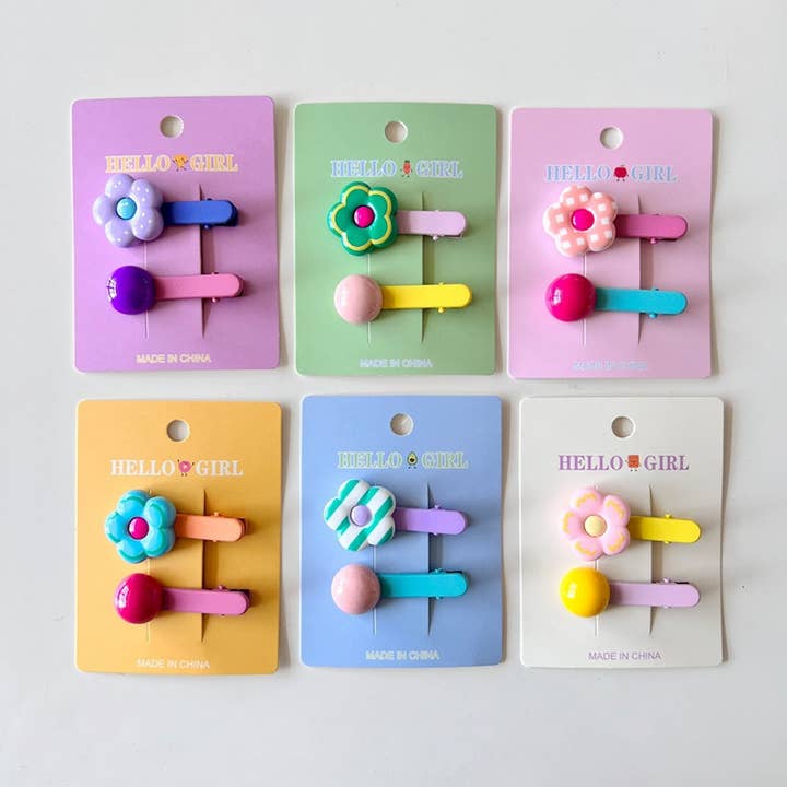 ACCITY - Wholesale Hair Clip - Kids - CHILDREN'S FLOWER ROUND BEAD HAIRPIN_CWAHA1821