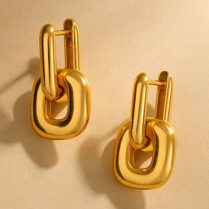 Orecchini a Cerchio Quadrato in Oro 18k Impermeabili Gioielli Moderni per la vendita all'ingrosso da parte di Gold Lunar