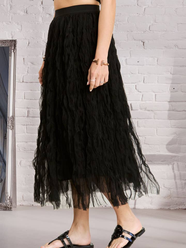 ADORA LA – wholesale Kjol - Dam – CES3645 - ELASTISK MIDJA MOLN FLUFFIG MAXI KJOL