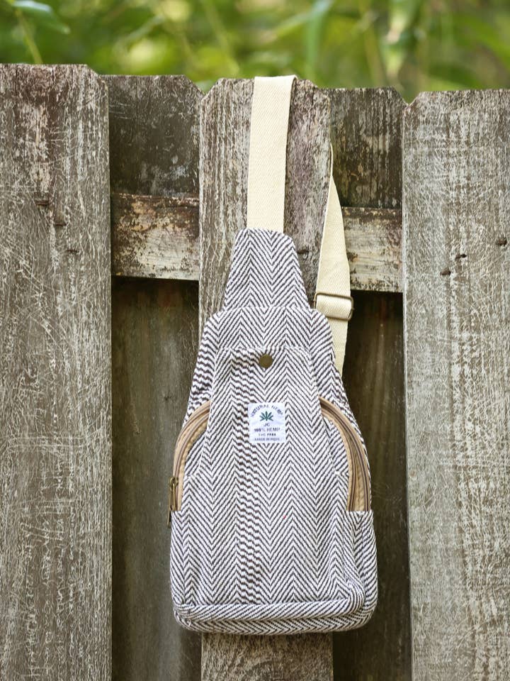 Chevron Hemp Sling Bag for wholesale by Sacred Threads