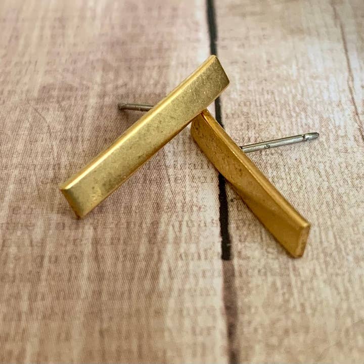 Nellie Pratt Artisan Jewelry - Wholesale Stud/Post Earrings - Mood Swing gold bar post earrings1