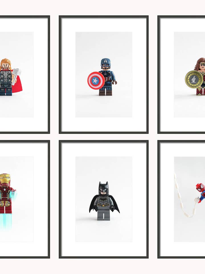 Toy Prints: Superhero Print Set, Kid Bedroom, Game Room Art for wholesale by JHK Photography Studio
