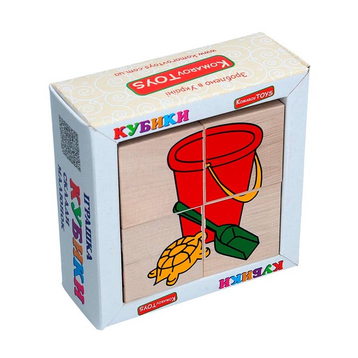 Cubos de madera, rompecabezas de madera, juego de construcción para venta al por mayor de Komarov Toys